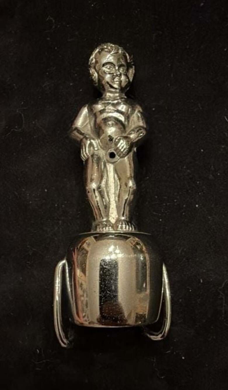 Vintage Manneken Pis Chrome‎ Figurine Bottle Stopper/pourer